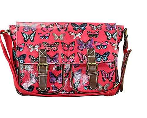 Lightweight, robust satchel bag with butterfly motif