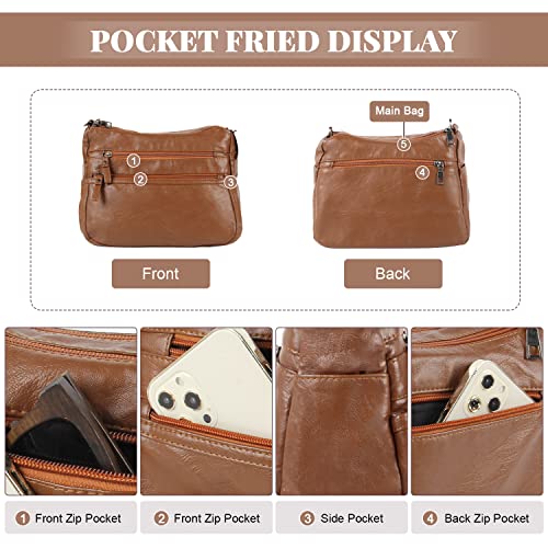 Vintage Leather Crossbody Hobo Shoulder Bag for Women