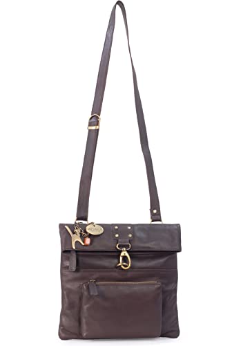 Dark Brown Leather Crossbody Bag - Adjustable Strap - Catwalk Collection