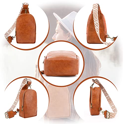 Women's Leather Crossbody Bag with Boho Guitar Strap