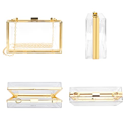 Women's Clear Acrylic Clutch Bag with Detachable Chains