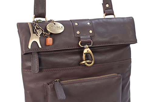 Dark Brown Leather Crossbody Bag - Adjustable Strap - Catwalk Collection