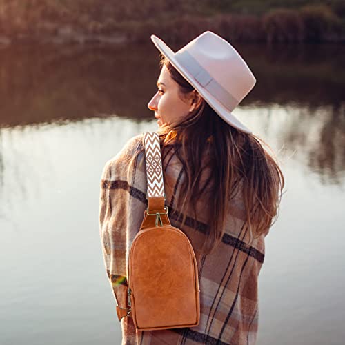 Women's Leather Crossbody Bag with Boho Guitar Strap
