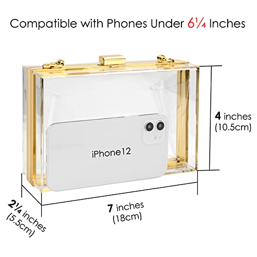 Women's Clear Acrylic Clutch Bag with Detachable Chains