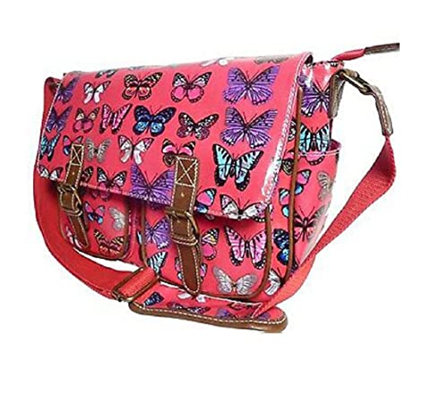 Lightweight, robust satchel bag with butterfly motif