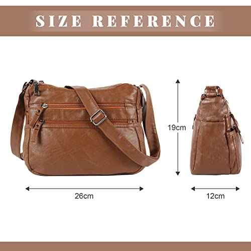 Vintage Leather Crossbody Hobo Shoulder Bag for Women