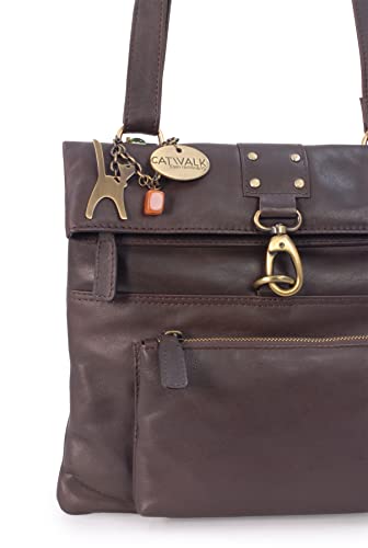 Dark Brown Leather Crossbody Bag - Adjustable Strap - Catwalk Collection