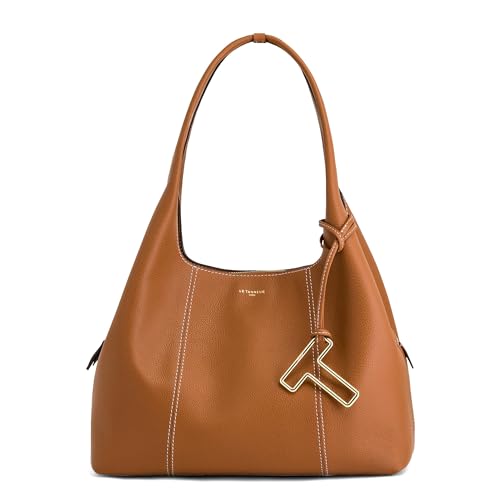 Le Tanneur Juliette Grained Leather Shoulder Bag, Dark Brown