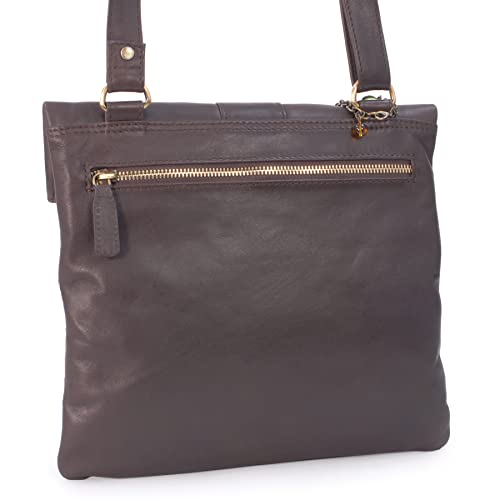 Dark Brown Leather Crossbody Bag - Adjustable Strap - Catwalk Collection