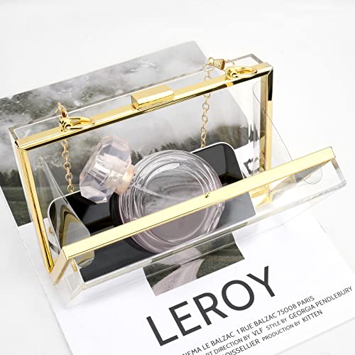 Women's Clear Acrylic Clutch Bag with Detachable Chains