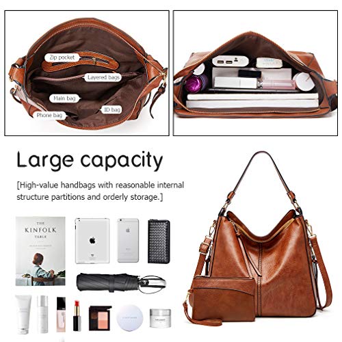 Stylish Leather Handbag Set for Women - Navy Blue