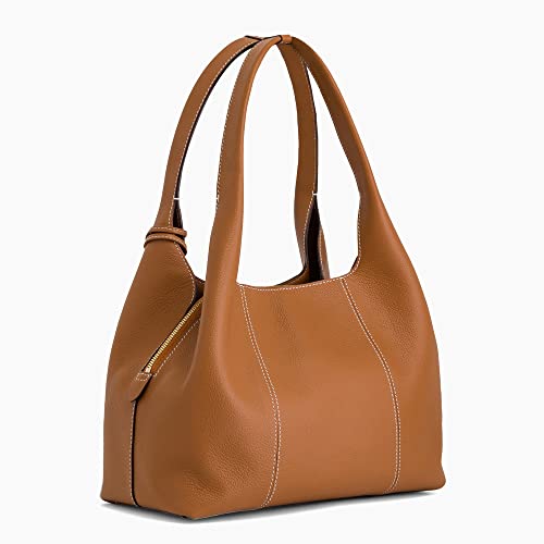 Le Tanneur Juliette Grained Leather Shoulder Bag, Dark Brown