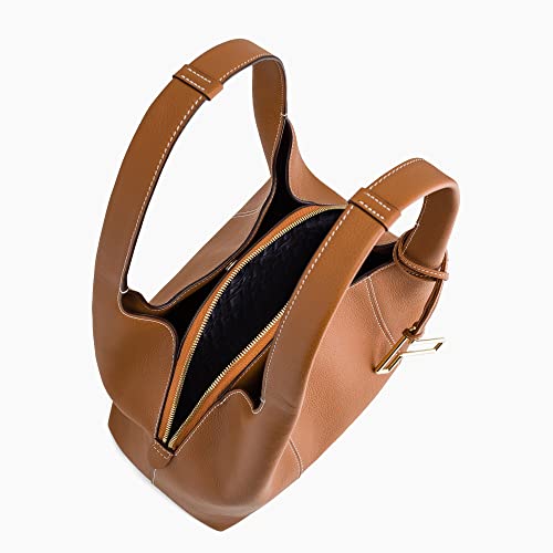 Le Tanneur Juliette Grained Leather Shoulder Bag, Dark Brown