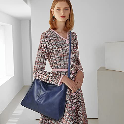 Stylish Leather Handbag Set for Women - Navy Blue