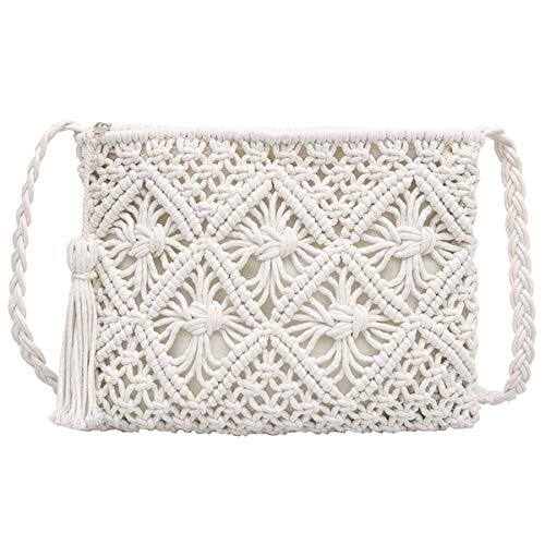 Handgefertigte Strand-Schultertaschen für Damen - Weiß