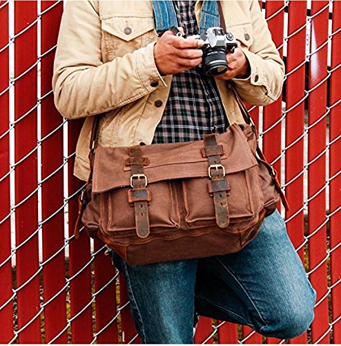 Vintage Canvas Mens Messenger Bag for 14.5-inch Laptop