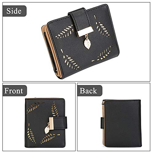 Small Bifold Leather Handbag with Card Holder - Women's Designer Purse