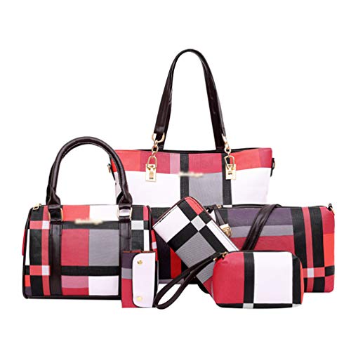 Ketamyy Women's 6 Piece Red Designer Handbag Set