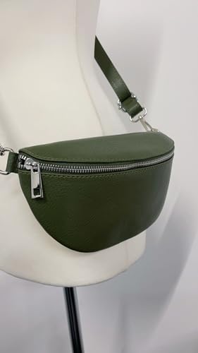 LeahWard Italian Leather Sling Bag, Dark Green