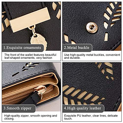 Small Bifold Leather Handbag with Card Holder - Women's Designer Purse