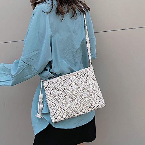 Handgefertigte Strand-Schultertaschen für Damen - Weiß