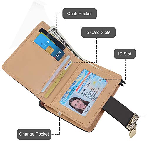 Small Bifold Leather Handbag with Card Holder - Women's Designer Purse