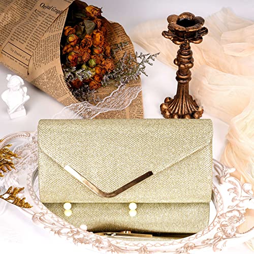 Gold Sequin Envelope Clutch: Women's Designer Handbag