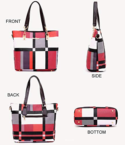 Ketamyy Women's 6 Piece Red Designer Handbag Set