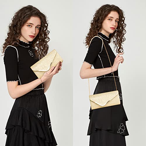 Gold Sequin Envelope Clutch: Women's Designer Handbag