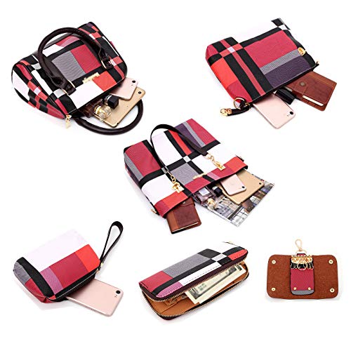 Ketamyy Women's 6 Piece Red Designer Handbag Set