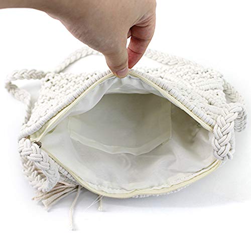 Handgefertigte Strand-Schultertaschen für Damen - Weiß