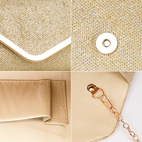 Gold Sequin Envelope Clutch: Women's Designer Handbag