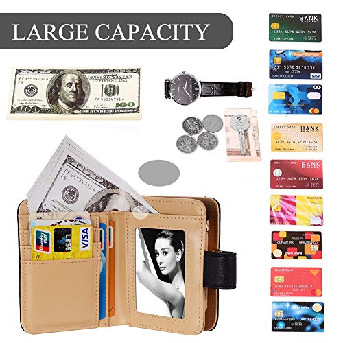 Small Bifold Leather Handbag with Card Holder - Women's Designer Purse