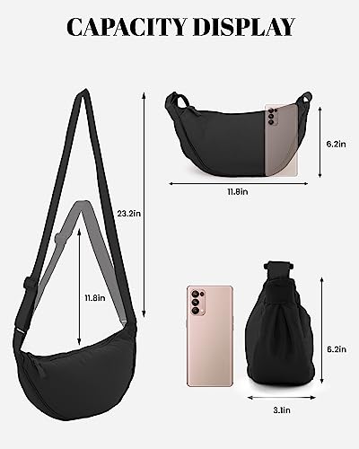 JOCMIC Lightweight Nylon Crescent Crossbody Bag for Women
