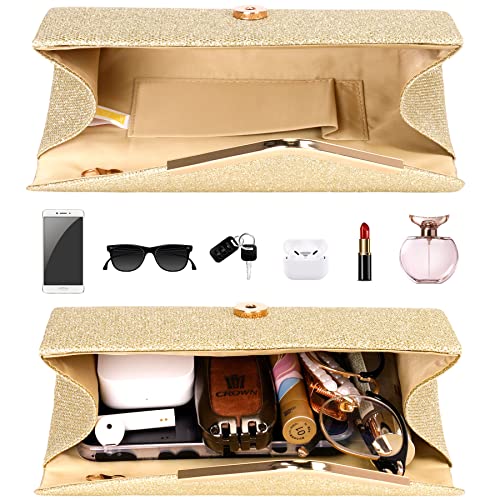 Gold Sequin Envelope Clutch: Women's Designer Handbag