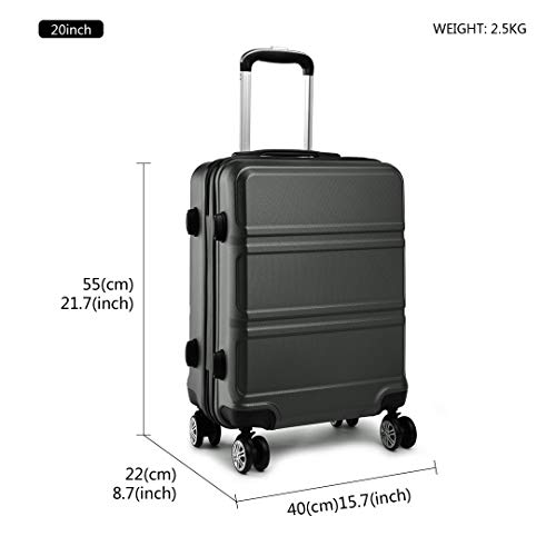 Kono Fashion Hand Luggage: Lightweight Cabin Suitcase (20", Grey)