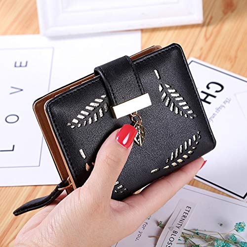 Small Bifold Leather Handbag with Card Holder - Women's Designer Purse