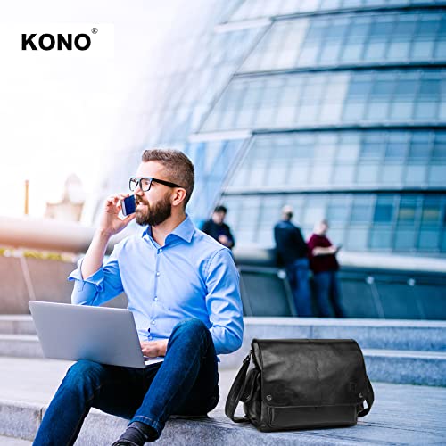 KONO Leather Shoulder Bag for Work, Travel, School