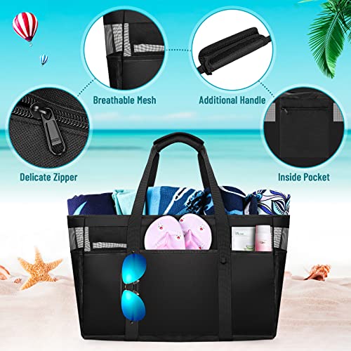 JUYANO Strandtasche Große XXL mit Reißverschluss und Innentasche
