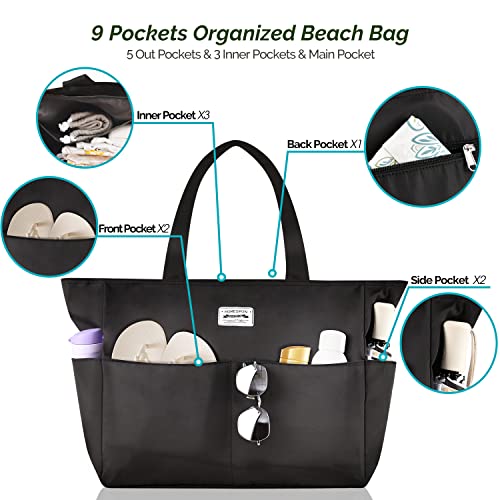 Large Waterproof Beach Bag for Women - Lightweight Travel Bag