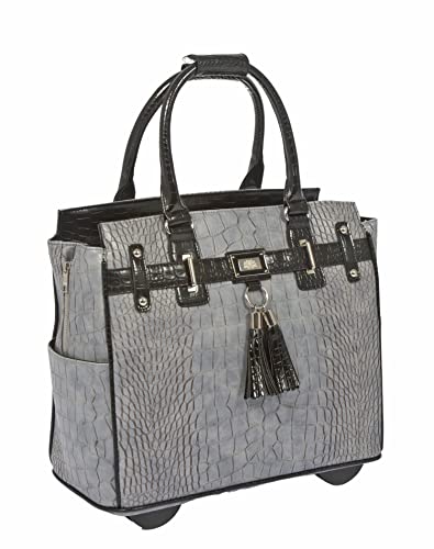Greystone Alligator Crocodile Designer Rolling Tote Bag