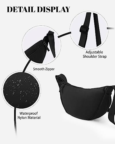 JOCMIC Lightweight Nylon Crescent Crossbody Bag for Women