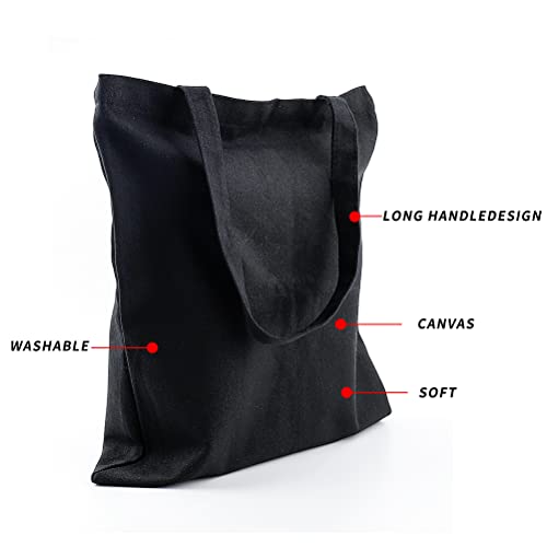 Black Canvas Tote Bag for Travel, School, Work