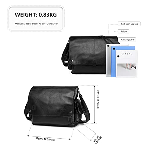 KONO Leather Shoulder Bag for Work, Travel, School