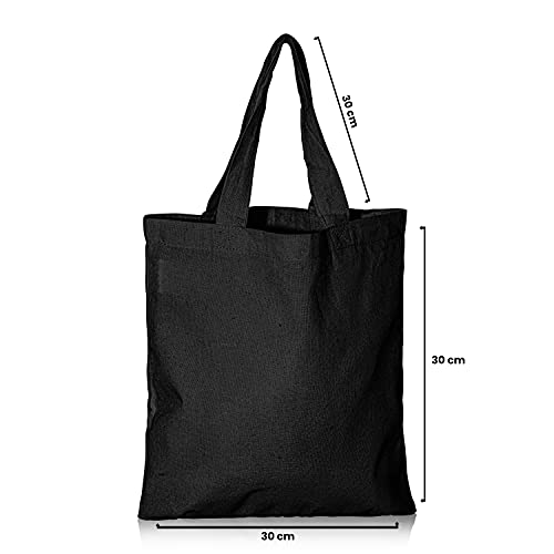 IMFAA Black Cotton Canvas Reusable Tote Shopping Bags