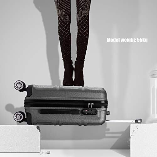 Kono Fashion Hand Luggage: Lightweight Cabin Suitcase (20", Grey)