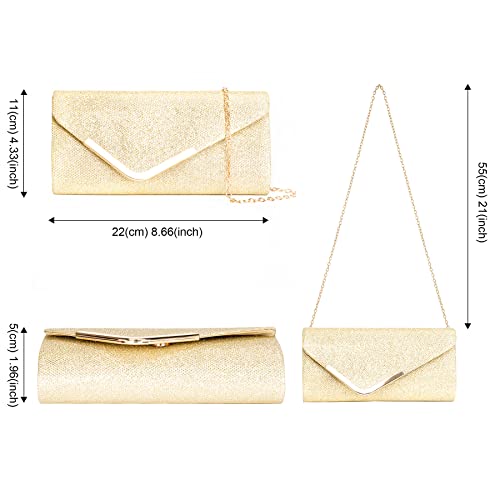 Gold Sequin Envelope Clutch: Women's Designer Handbag