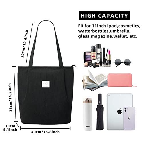 KALIDI Corduroy Tote: Stylish Large Shoulder Bag