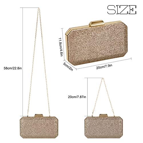 Sparkling Gold Evening Bag with Chain Shoulder Strap