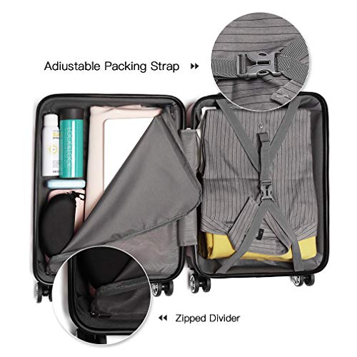 Kono Fashion Hand Luggage: Lightweight Cabin Suitcase (20", Grey)